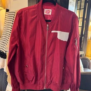 Red Bomber Jacket with White Patch